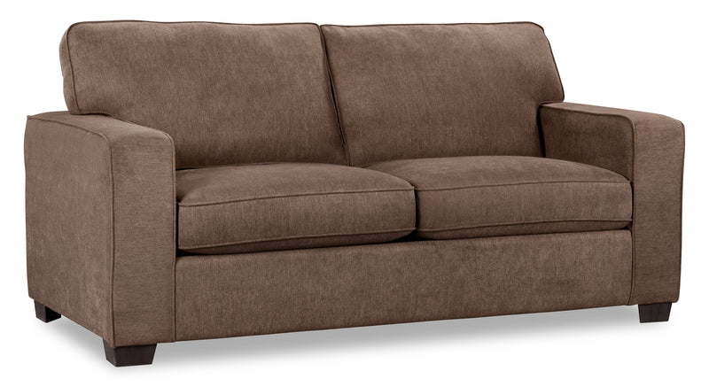 Made in Canada Fiona 74\" Chenille Fabric Sofa with Track Arms - Mocha Brown