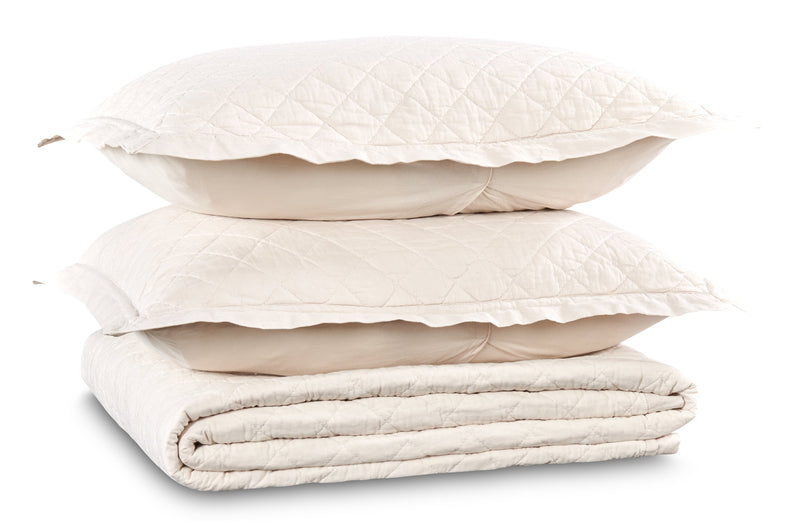 Flaxseed Cove 3-Piece King Quilt Set - Natural Linen