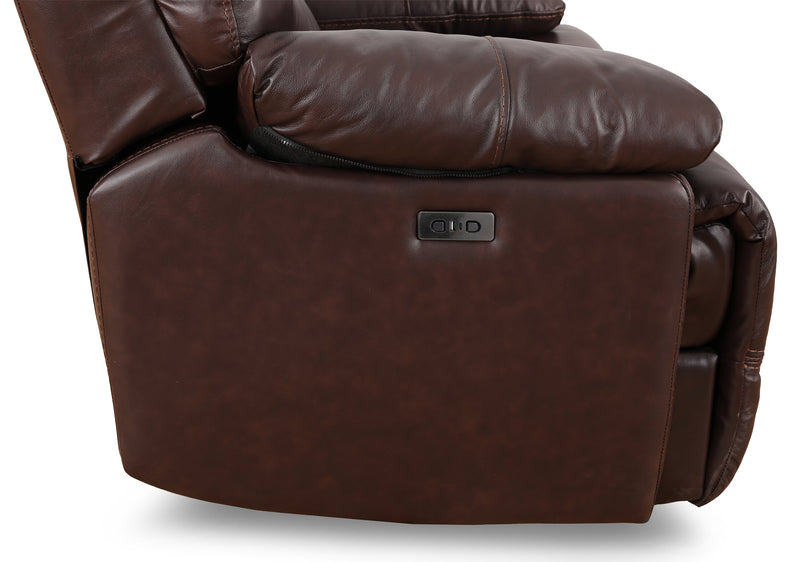 Franco 79\" Genuine Leather Zero Gravity Power Reclining Loveseat with Storage Console and USB Ports - Brown