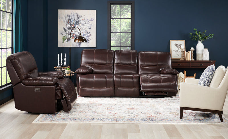 Franco 89\" Genuine Leather Zero Gravity Power Reclining Sofa with USB Ports - Brown