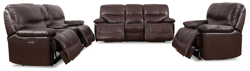 Franco 89\" Genuine Leather Zero Gravity Power Reclining Sofa with USB Ports - Brown