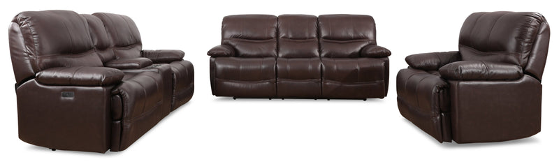 Franco 89\" Genuine Leather Zero Gravity Power Reclining Sofa with USB Ports - Brown