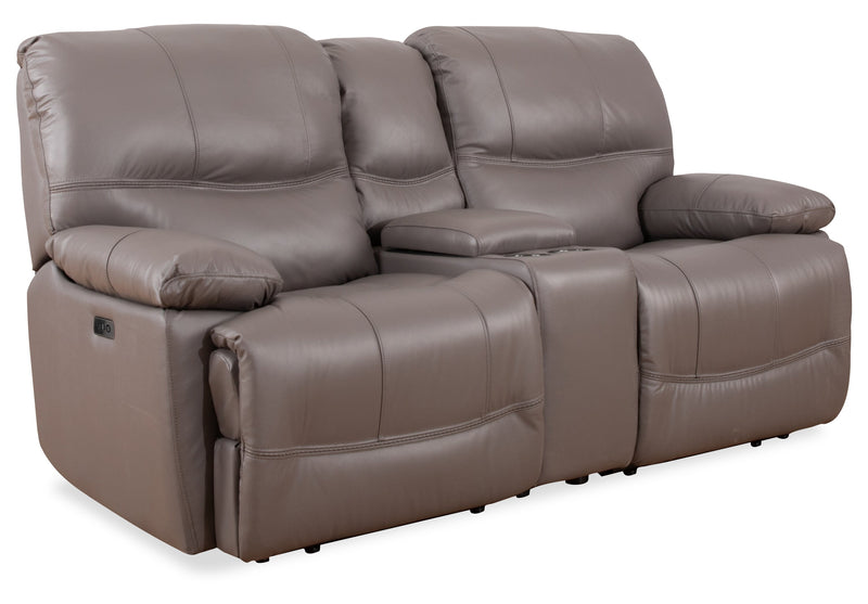 Franco 79\" Genuine Leather Zero Gravity Power Reclining Loveseat with Storage Console and USB Ports - Grey