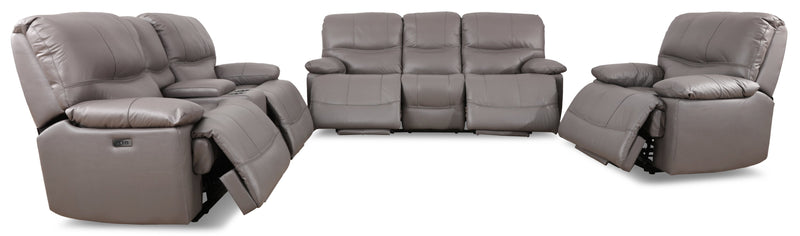 Franco 79\" Genuine Leather Zero Gravity Power Reclining Loveseat with Storage Console and USB Ports - Grey