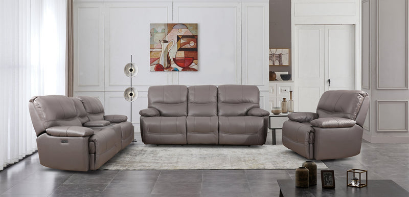 Franco 79\" Genuine Leather Zero Gravity Power Reclining Loveseat with Storage Console and USB Ports - Grey