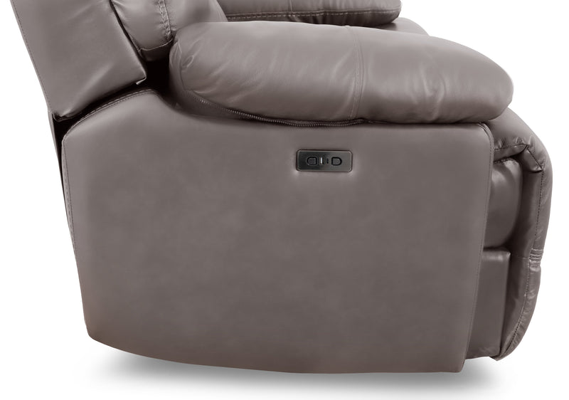 Franco 89\" Genuine Leather Zero Gravity Power Reclining Sofa with USB Ports - Grey