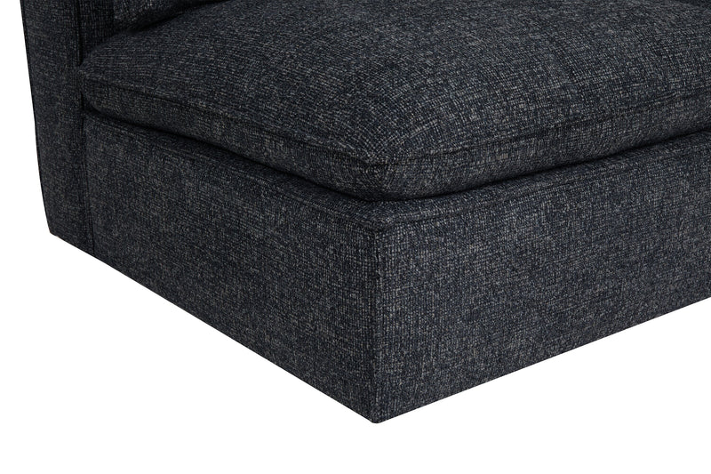 Fusion Modular 83.46\" Charcoal Grey Chenille Fabric Loveseat with Removable Feather Down Back Cushions 