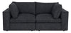 Fusion Modular 83.46\" Charcoal Grey Chenille Fabric Loveseat with Removable Feather Down Back Cushions 