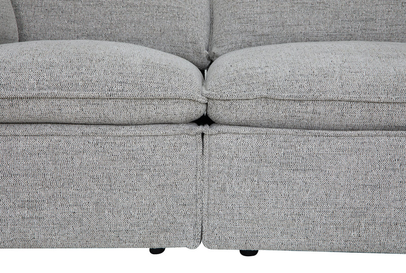Fusion Modular 83.46\" Silver Grey Chenille Fabric Loveseat with Removable Feather Down Back Cushions 