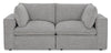 Fusion Modular 83.46\" Silver Grey Chenille Fabric Loveseat with Removable Feather Down Back Cushions 