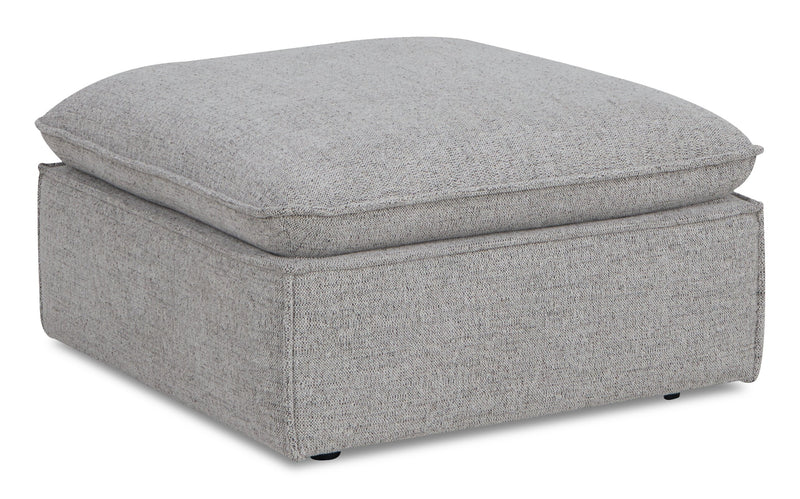 Fusion 33.85\" Silver Grey Chenille Fabric Ottoman with Feather Down Cushion
