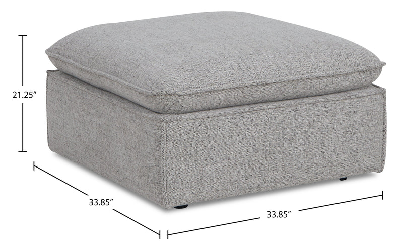 Fusion 33.85\" Silver Grey Chenille Fabric Ottoman with Feather Down Cushion