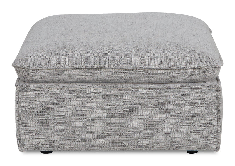 Fusion 33.85\" Silver Grey Chenille Fabric Ottoman with Feather Down Cushion