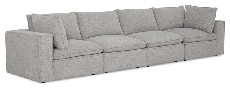 Fusion Modular 4-Piece Silver Grey Chenille Fabric Sectional with Removable Feather Down Back Cushions