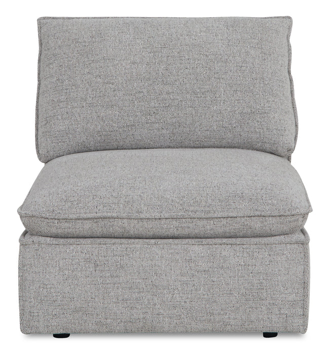 Fusion Modular 116.92\" Silver Grey Chenille Fabric Sofa with Removable Feather Down Back Cushions