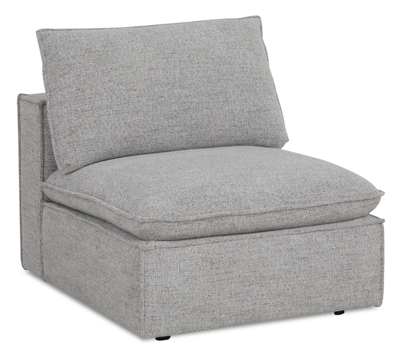 Fusion Modular 116.92\" Silver Grey Chenille Fabric Sofa with Removable Feather Down Back Cushions