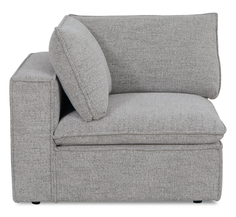 Fusion Modular 116.92\" Silver Grey Chenille Fabric Sofa with Removable Feather Down Back Cushions