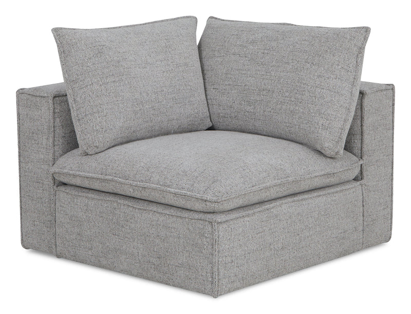 Fusion Modular 116.92\" Silver Grey Chenille Fabric Sofa with Removable Feather Down Back Cushions