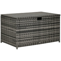 Outsunny 113 Gallon Rattan Deck Box With Lid And Handle, Grey