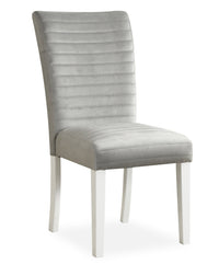 Garbo Dining Chair with Velvet Fabric, Wood - Grey 
