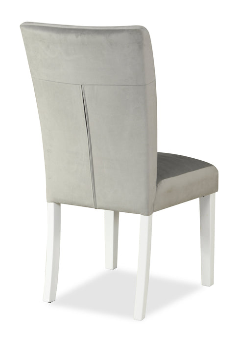 Garbo Dining Chair with Velvet Fabric, Wood - Grey