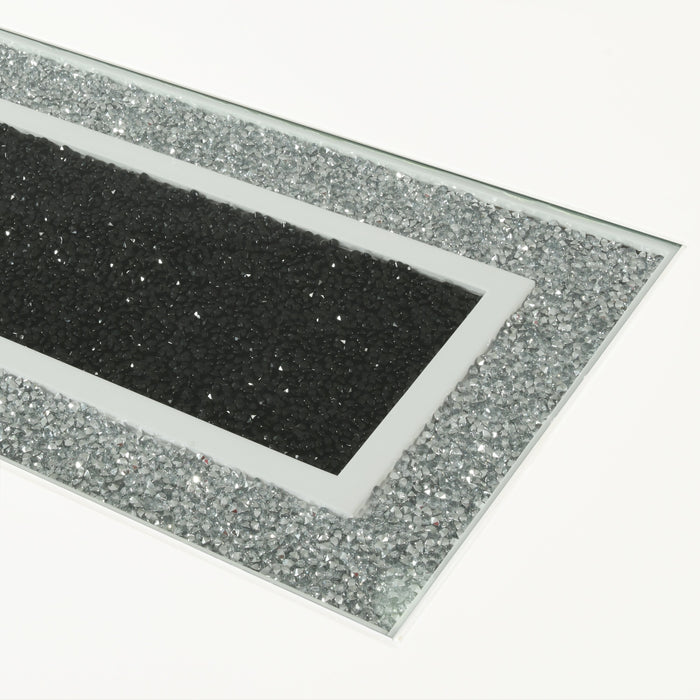 Garbo 5pc Dining Set with Table & 4 Chairs, Glass Insert, Pedestal Base, Glam, 78.75\"W - White