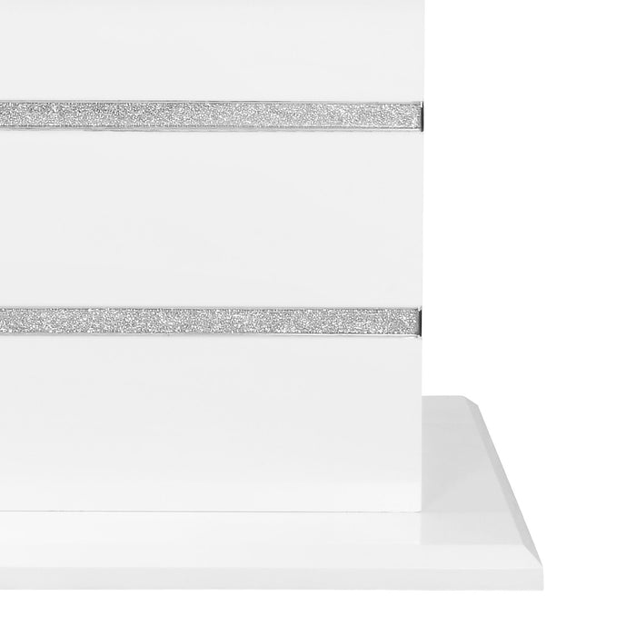 Garbo 7pc Dining Set with Table & 6 Chairs, Glass Insert, Pedestal Base, Glam, 78.75\"W - White