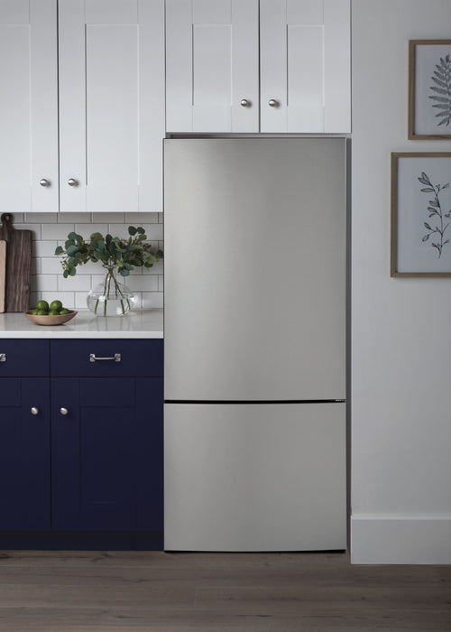 GE 31\" 17.7 Cu. Ft. Counter-Depth Bottom-Freezer Refrigerator - Stainless Steel - GBE17HYRFS 