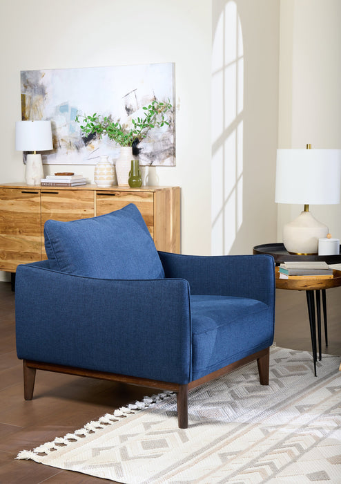 Cindy Crawford Home Gena 38.5\" Linen-Look Fabric Chair with Removable Back Cushion - Midnight Blue