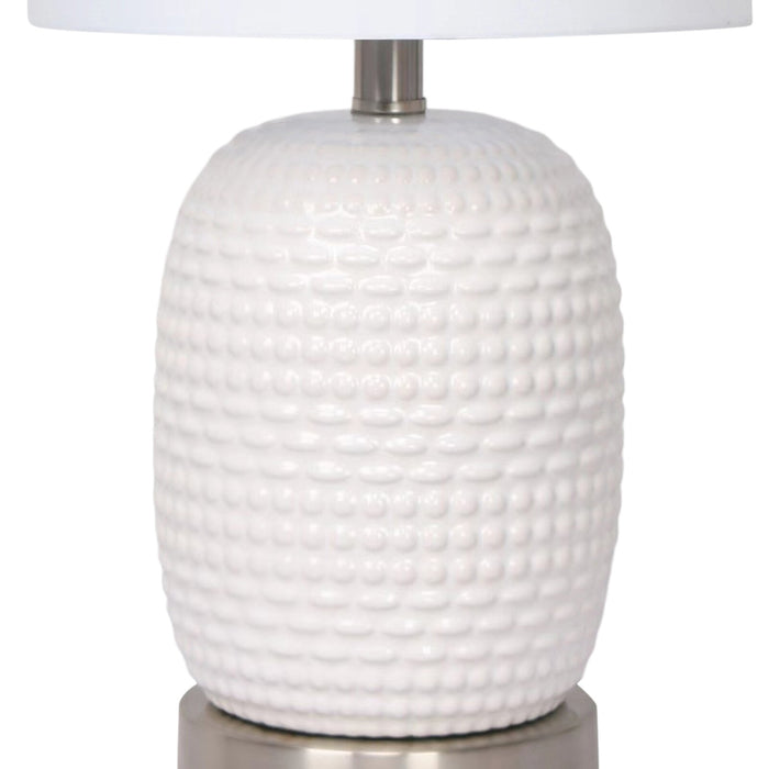 Kort & Co. Gianna 19\" White and Silver Ceramic Table Lamp