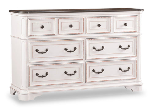 Grace Bedroom 6-Drawer Dresser, 64"W x 40"H - Antique White 