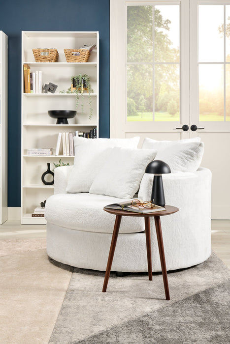 Made in Canada Grande 48\" Chenille Fabric Cuddler Accent Chair - Plush Heaven White