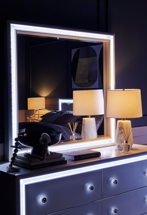 Halo Bedroom Dresser Mirror with LED Light, Glam - White