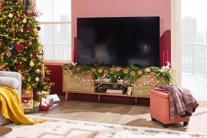 Halifax 14.75\" Square Fabric Storage Ottoman - Orange