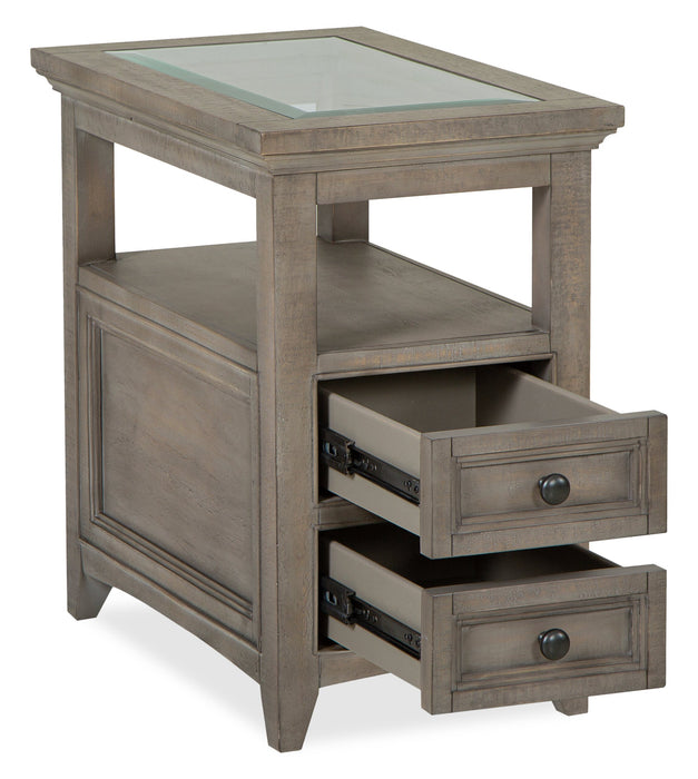 Hanson 15” Traditional Pine Chairside Table with Storage - Dovetail Grey