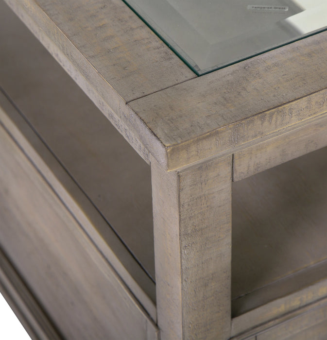 Hanson 15” Traditional Pine Chairside Table with Storage - Dovetail Grey