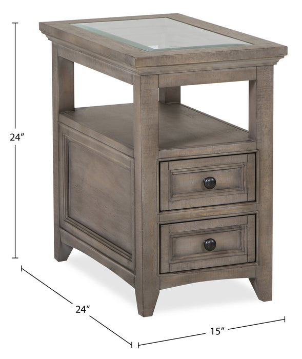 Hanson 15” Traditional Pine Chairside Table with Storage - Dovetail Grey