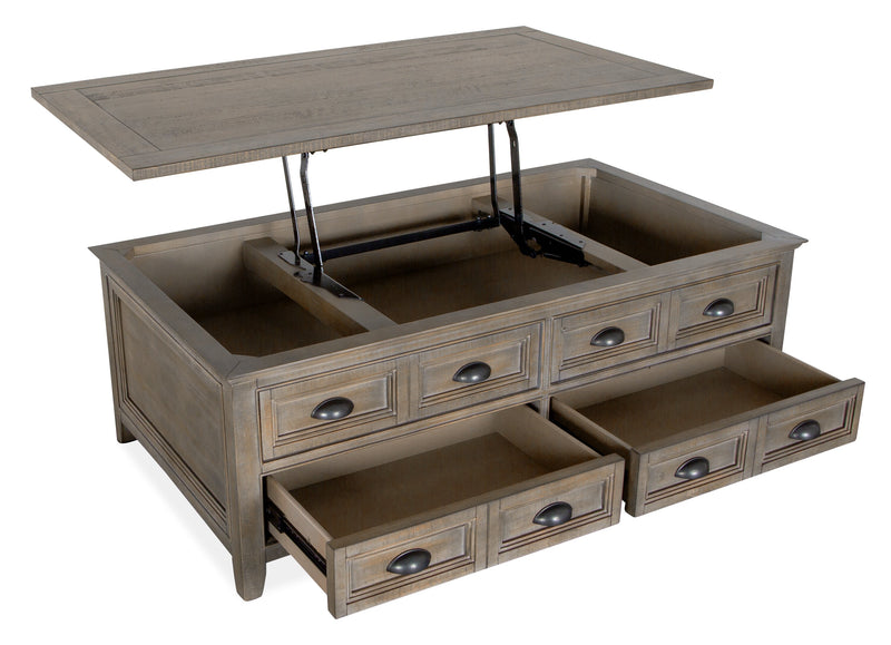 Hanson 50” Traditional Pine Lift Top Coffee Table with Storage and Casters - Dovetail Grey
