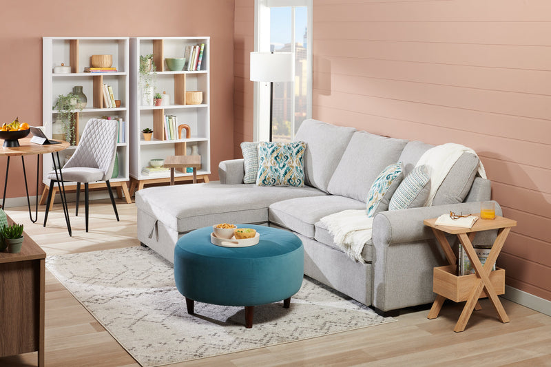 Scott Living Haven 2-Piece Left-Facing Chenille Fabric Sleeper Sectional with Storage Chaise - Grey