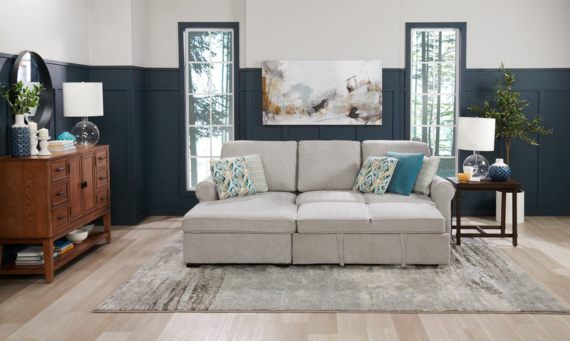 Scott Living Haven 2-Piece Left-Facing Chenille Fabric Sleeper Sectional with Storage Chaise - Grey