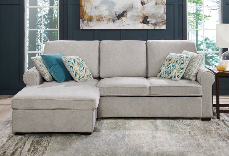 Scott Living Haven 2-Piece Left-Facing Chenille Fabric Sleeper Sectional with Storage Chaise - Grey