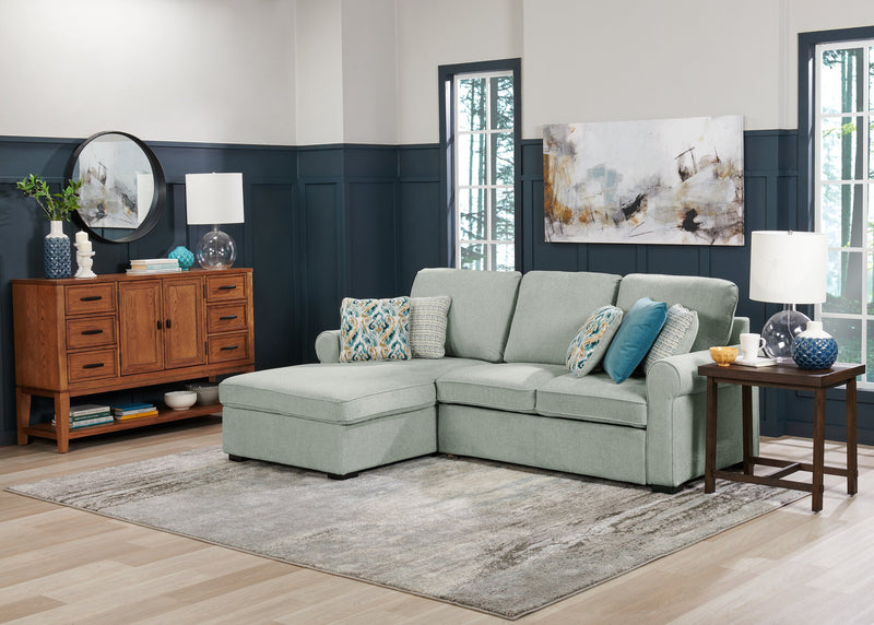 Scott Living Haven 2-Piece Left-Facing Chenille Fabric Sleeper Sectional with Storage Chaise - Seafoam Blue