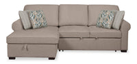 Scott Living Haven 2-Piece Left-Facing Chenille Fabric Sleeper Sectional with Storage Chaise - Taupe 