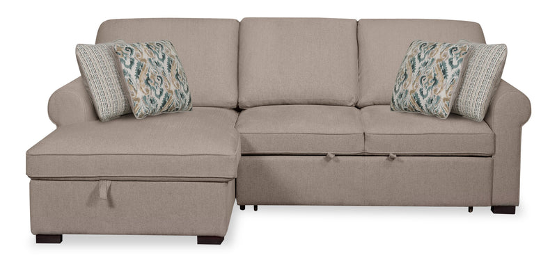 Scott Living Haven 2-Piece Left-Facing Chenille Fabric Sleeper Sectional with Storage Chaise - Taupe