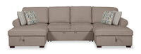 Scott Living Haven 3-Piece Chenille Fabric Sleeper Sectional with Two Storage Chaises - Taupe 
