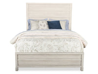 Haven Panel Bed with Headboard & Frame, White - Queen Size
