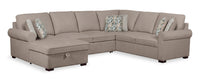 Scott Living Haven 3-Piece Left-Facing Chenille Fabric Sleeper Sectional with Storage Chaise - Taupe 