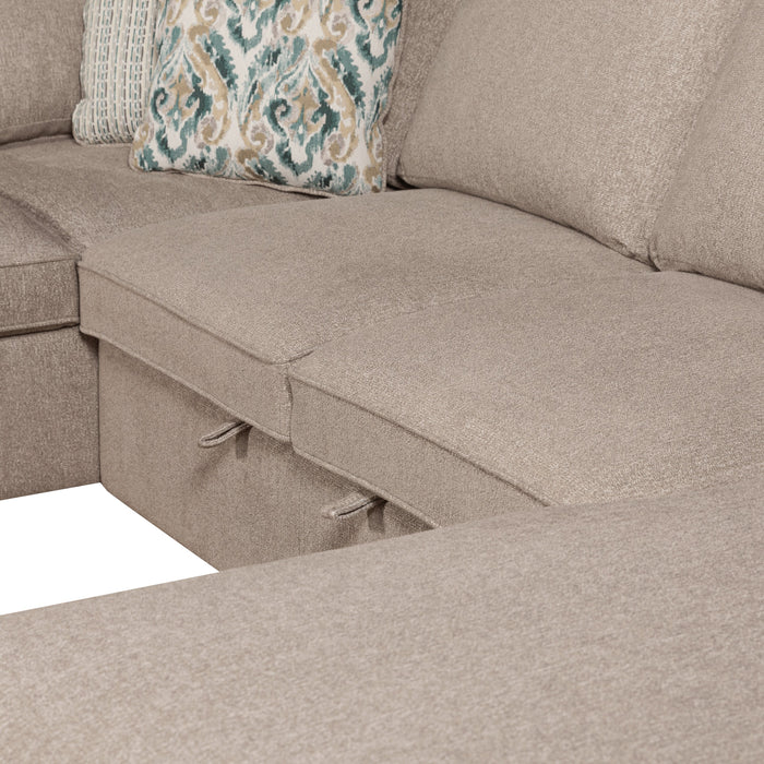 Scott Living Haven 3-Piece Right-Facing Chenille Fabric Sleeper Sectional with Storage Chaise - Taupe