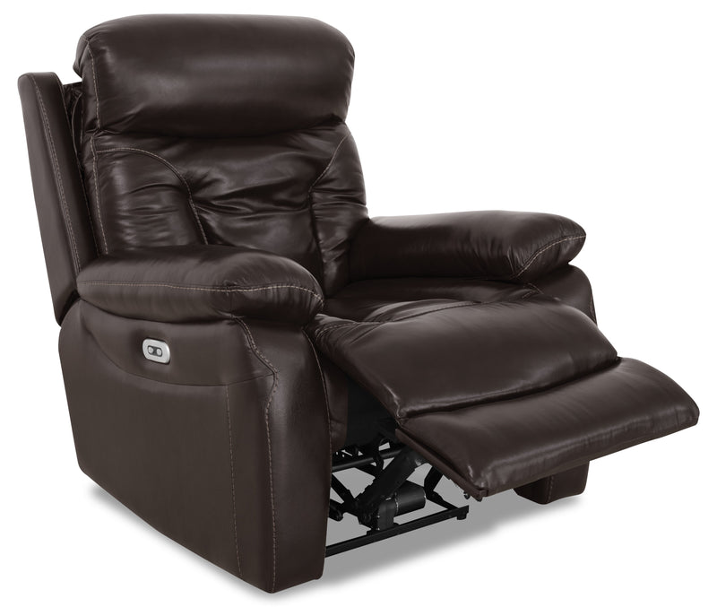 Hayes 38\" Genuine Leather Power Reclining Chairs with Adjustable Headrest - Brown