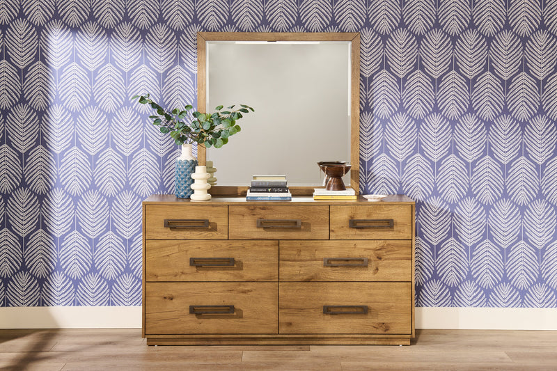 Scott Living Henri Bedroom 7-Drawer Dresser, 64\"W x 34\"H, Wood - Brown